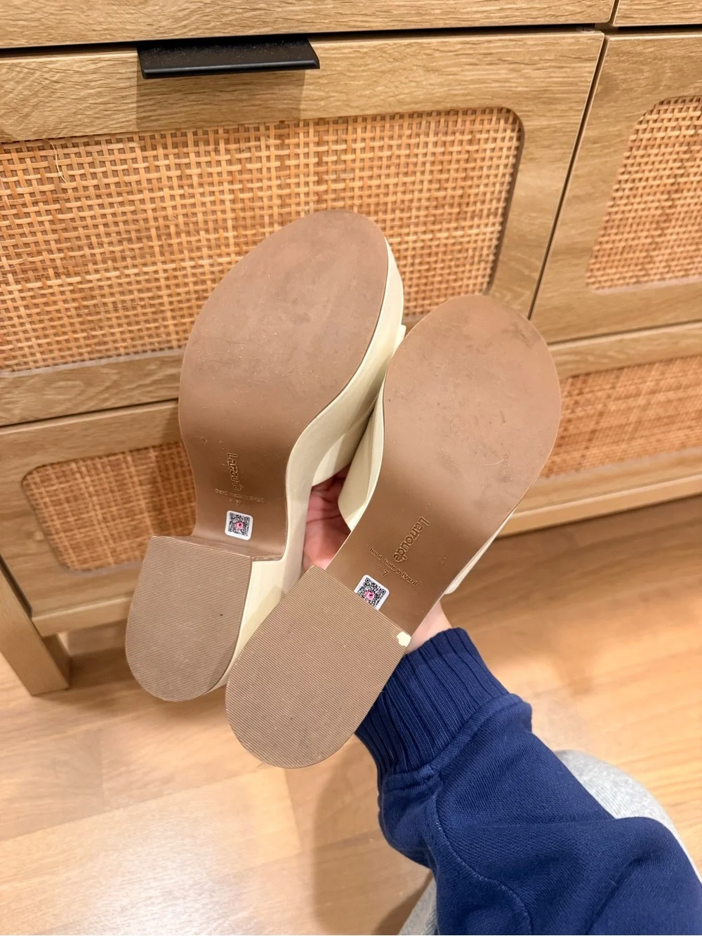 Larroude White Platform Slide Mules